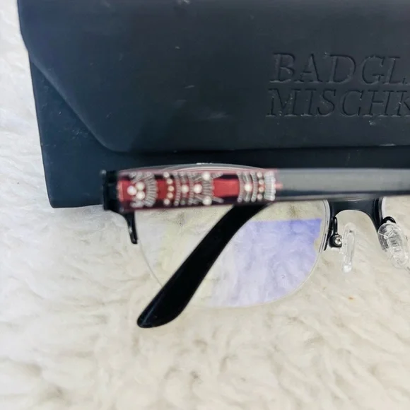 Badgley Mischka Halfrim Eyeglasses Frame Only W/ Case - Picture 5 of 11
